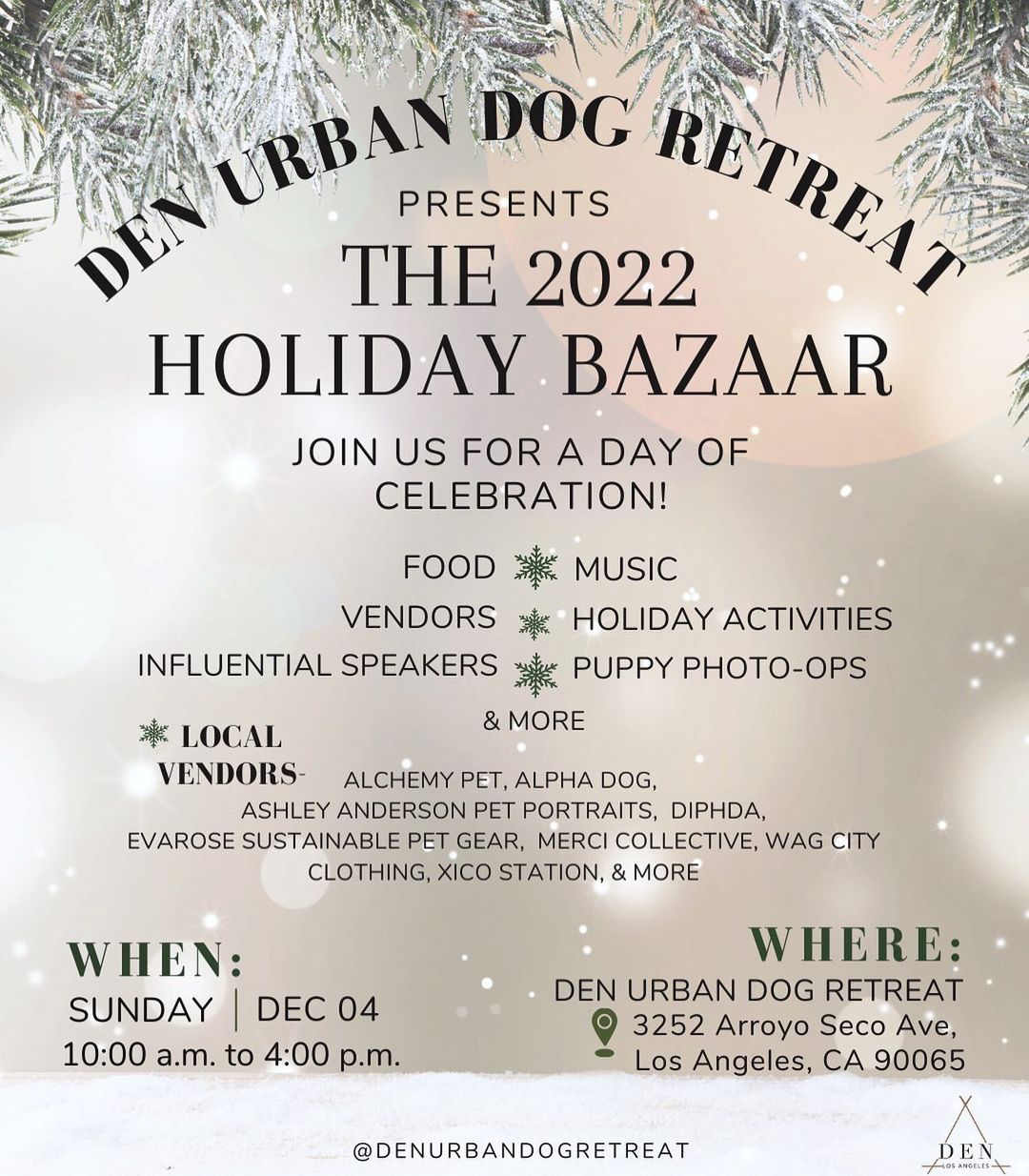Holiday Bazaar at DEN Urban Dog Retreat