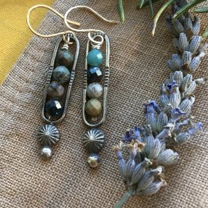 Chrysocolla and Silver Earrings