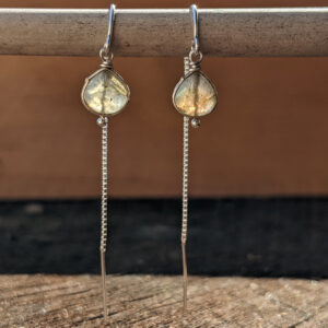 Labradorite and Silver Chain Drop Earrings