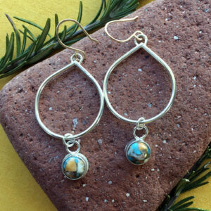 Mojave Oyster Turquoise and Silver Earrings