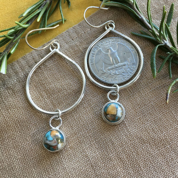 Mojave Oyster Turquoise and Silver Earrings