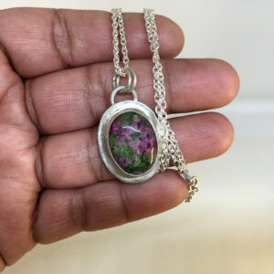 Ruby Zoisite and Sterling Silver Necklace