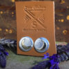 Silver Stud Earrings with Brass Moon