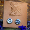 Silver Stud Earrings, Moon and Star