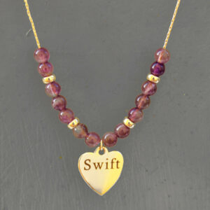 Custom Engraved Heart with Amethyst Necklace