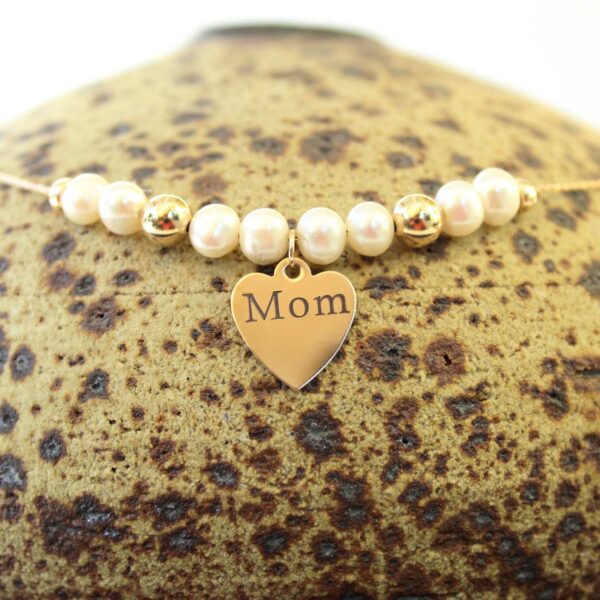 Custom Engraved Heart with Pearl Necklace
