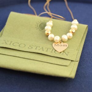 Custom Engraved Heart with Pearl Necklace