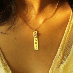 Custom Engraved Vertical Bar Necklace