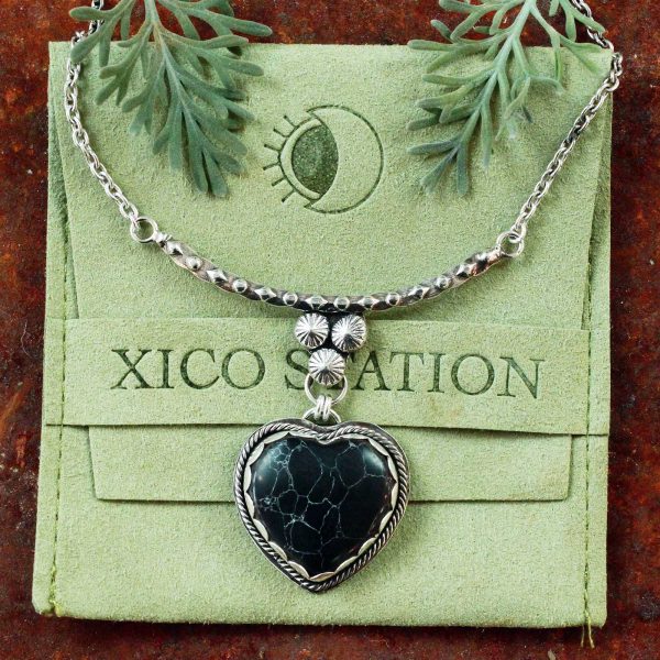 Black and White Onyx Heart Necklace