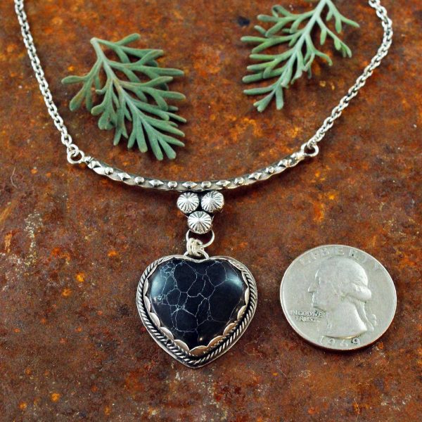 Black and White Onyx Heart Necklace