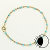 14K gold filled flat cable satellite chain bracelet with turquoise enamel bead.