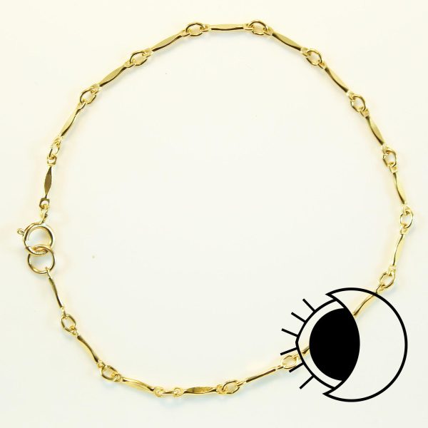 14K gold filled dapped bar chain bracelet.