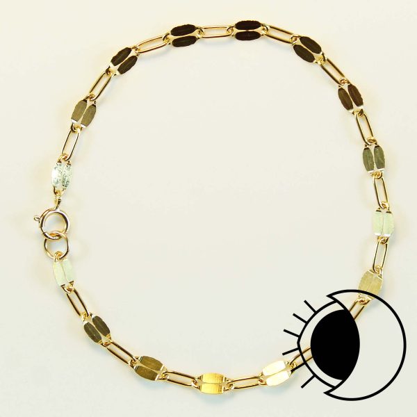 14K gold filled flat oval disc chain bracelet.