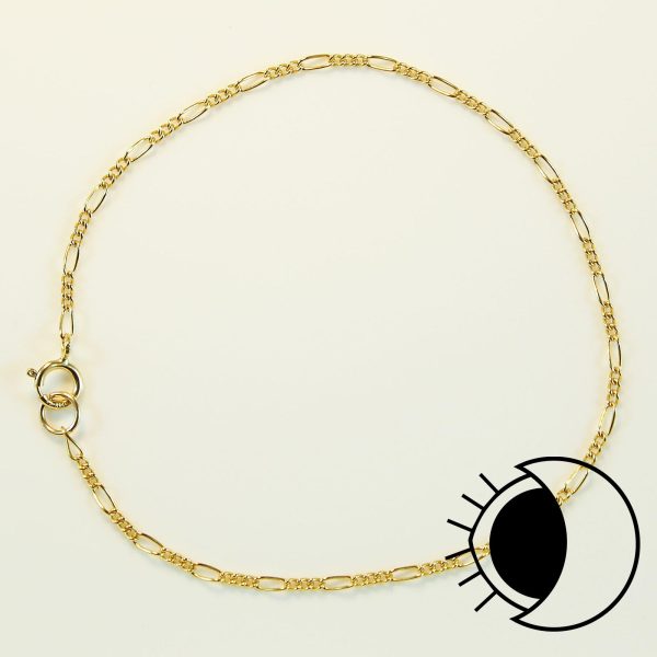 14K gold filled smooth 3+1 link Figaro chain bracelet.