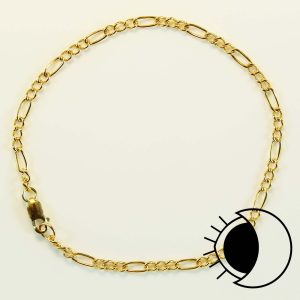 14K gold filled large smooth 3+1 link Figaro chain bracelet.