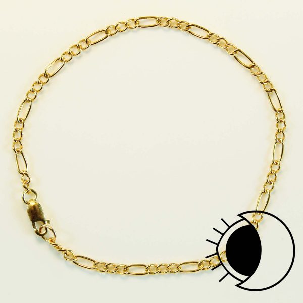 14K gold filled large smooth 3+1 link Figaro chain bracelet.